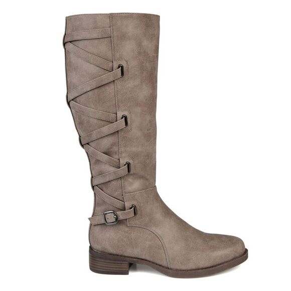 JOURNEE COLLECTION Womens Beige Wide Calf Carly Block Heel Riding Boot 6.5 XWC - Picture 2 of 4